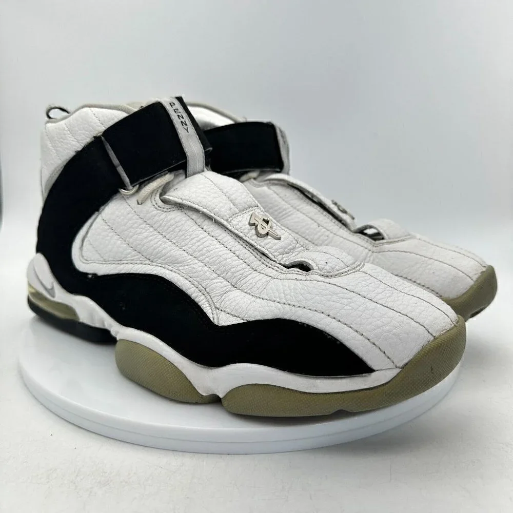 Nike Air Max Penny IV 4 Men Size 10 White Black Metallic Silver Basketball Shoes